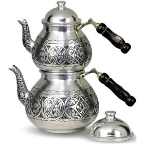 Resim Damla Eskitme Kazılmış Bakır Çaydanlık Bakır 