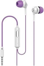 Resim Syrox K7 1.20mt 3.5mm AUX Kablolu Mikrofonlu Kulakiçi Kulaklık - Mor-Beyaz 