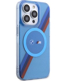 Resim İphone 14 Pro Uyumlu Kılıf Bmw Magsafe Şarj Transparan Tricolor Stripes Lisanslı Kapak 