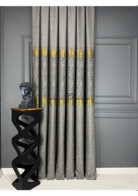 Resim Fon Perde Pano Fonluk Nilo Desen - Gri-gold Çok Renkli 