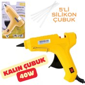 Resim Winboss 40W Sıcak Silikon Tabancası Açma Tuşlu - 5'li Kalın Çubuk 