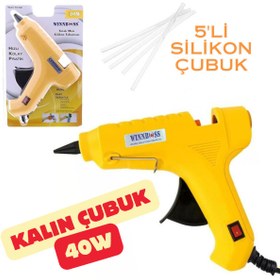 Resim Winboss 40W Sıcak Silikon Tabancası Açma Tuşlu - 5'li Kalın Çubuk 