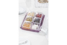 Resim EW's Kitchenware Akrilik Mürdüm 6’lı Kapaklı Kahvaltılık Kahvaltı Seti & Saklama Kabı (Cam Değildir) 