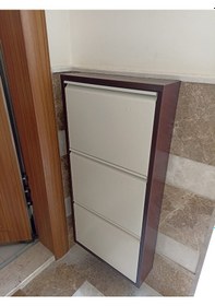 Resim KASER 3 KAPAKLI KAHVE KREM METAL AYAKKABILIK Kahverengi - Krem 