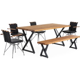 Resim FLORA WOOD 140x70 Doğal Ladin Ahşap Kütük Ağaç Masa Çift Üçgen Z Ayak 