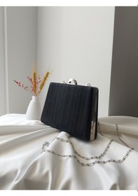 Resim Vivazzaluxe Simli Abiye Düğün Nişan Kadın Clutch Çanta Siyah 