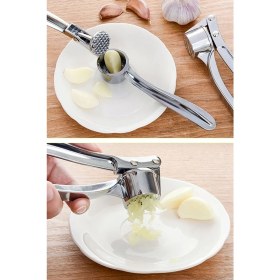 Resim Çelik Sarımsak Ezici Press Pratik Hazneli Sarımsak Ezme Aparatı Paslanmaz Çelik Sarımsak Sıkacağı 