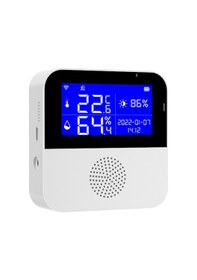Resim Wi-fi Sıcaklık Nem Ölçer İç Mekan Higrometre Sıcaklık Sensörü Alarm Tuya App Kontrolü 2.9 İnç Lcd Arka Aydınlatmalı Ekran / Ev İçin Zaman Tarihi İle 
