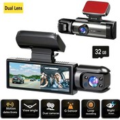 Resim Chuangyinshop Dual Kamera Araç Dvr M8 32g Card 1080p On 480p Iç Kamera Ir Gece Görüşü Döngü Kayıt Geniş Açı 3 16 Inç Ips Ekran 