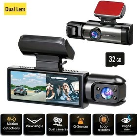 Resim Chuangyinshop Dual Kamera Araç Dvr M8 32g Card 1080p On 480p Iç Kamera Ir Gece Görüşü Döngü Kayıt Geniş Açı 3 16 Inç Ips Ekran 