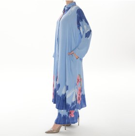 Resim MODA S&S BZLİNE Floral desen yazlık tunik pantolon ikili takım 