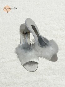 Resim Marpiella Topuklu Tam Tüylü Gelin Çeyiz Terliği 