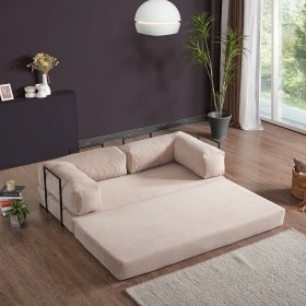 Resim EVDEMO Lounge Aktivite Koltuğu Çok Amaçlı Koltuk Yatak Krem 