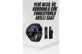 Resim Karahanbey Amoled Ekran Metal Deri Silikon Kordonlu Uyku ve Sağlık Takibi 