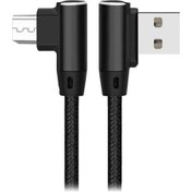 Resim S-Link Swapp Sw-C555 1M 3A Micro Siyah Kılıflı Metal L Kablo 