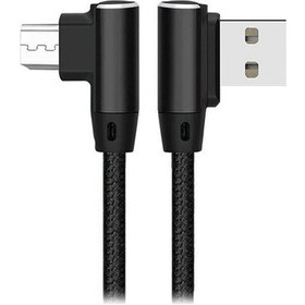 Resim S-Link Swapp Sw-C555 1M 3A Micro Siyah Kılıflı Metal L Kablo 