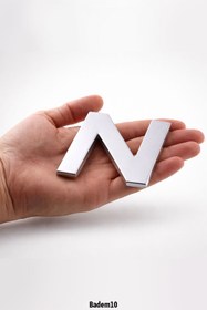 Resim Badem10 Yapışkanlı N Harfi 8,5 cm Parlak Krom Modern Kapı Oda ve Posta Kutusu İçin Dekoratif Harf Dayanıklı 