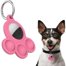 Resim Uyumlu Silikon Kılıf Kedi Köpek Tasmasına Takılabilir Pati Tasarımlı Kapalı Düşmez (Pembe) 