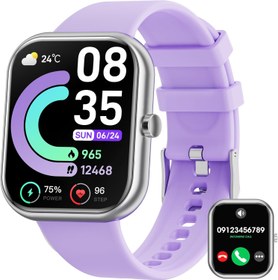 Resim Bluetooth aramalı akıllı saat, erkek kadın, 1,85 inç, spor akıllı saat, uyku monitörü/kalp atış hızı kan basıncı, IP68 su geçirmez, akıllı saat, Android iOS için bağlı 