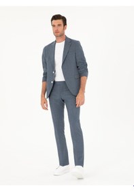 Resim Cacharel İndigo Slim Fit Yün Karışımlı Takım Elbise Mavi 