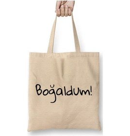 Resim Toyaso Boğaldum Karadeniz Beyaz Bez Çanta Uzun Saplı Alışveriş Çantası Plaj Çantası Beyaz 