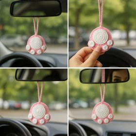 Resim Amigurumi Araba Dikiz Aynası Süsü & Anahtarlık & Çanta Askısı – % 100 El Örgüsü Kedi Patisi 