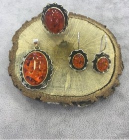 Resim Kehribar Taşlı Gümüş Set 925 Ayar (372671266) 