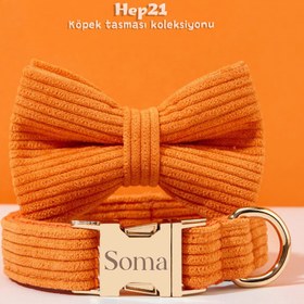 Resim Dog Collar Named Orange Velvet Collar 541506 - 5pcs set / XS 
