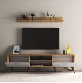 Resim Mega 180 Lik L Raflı Tv Ünitesi Çam-Beyaz - Tvu0103 
