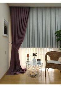 Resim Evdepo Home Keten Mürdüm Fon Perde Tek Kanat Mürdüm 