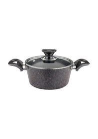 Resim 18 Cm Granit Derin Tencere Cam Kapak - Siyah Siyah 