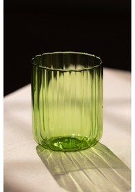 Resim Rakle Flower El Yapımı Kendinden Renkli 2'li Su Bardağı Seti Yeşil 450 Cc Renkli 