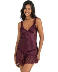 Resim Moon Wear Mürdüm Kısa Saten Gecelik 8238 Mürdüm 