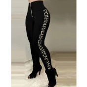 Resim Ozgn Kadın Yüksek Bel Yan Şerit Detaylı Dalgıç Tayt 