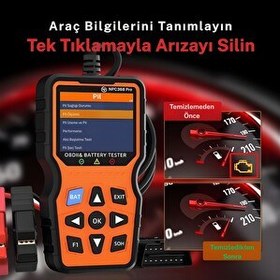 Resim NPO NPC368 Pro 2 in 1 Akü Analizli ve 50.000+ Hata Kodu Hafızalı Türkçe Araç Arıza Tespit Cihazı 