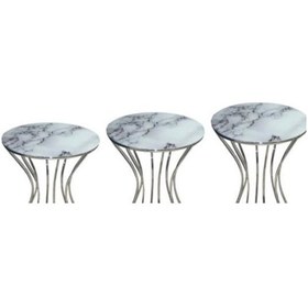 Resim Brc Kum Saati Zigon Beyaz Mermer Desen Metal Çelik Gümüş Renk Kap 