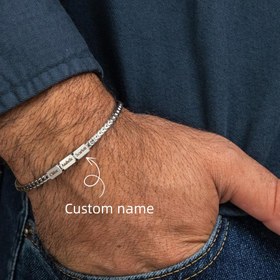 Resim 1 Adet Kişiselleştirilmiş Erkek Paslanmaz Çelik Boncuk Zincir - Özel Kazınmış İsim/Tarih/Mesaj - Sağlam Kilitli Boncuklar - Babalar Günü, Doğum Günü, Yıldönümü Hediyesi Baba, Eş veya Sevgili İçin - Dayanıklı Günlük ve Resmi Takı - Taşlı Aksesuar, Parti Aksesuarı, Klasik Bağlantı Tasarımı, Şık Bileklik, Duygusal Hatıra, Retro Metal Kaplama, Uzun Ömürlü Malzeme, Koca Hediye 