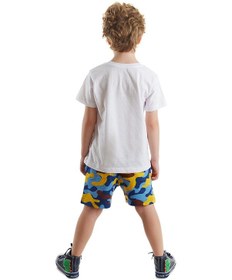Resim Denokids Dino Kazı Erkek Çocuk T-shirt Kamuflaj Şort Takım Çok Renkli 