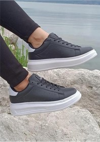 Resim Darkstep 156 Siyah-beyaz Cilt Kalın Taban Sneaker Ayakkabı - 36 