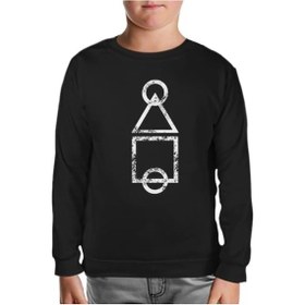 Resim Squid Game - Logo Brush Siyah Çocuk Sweatshirt Siyah 