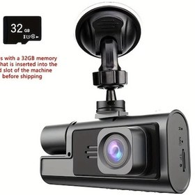 Resim Dashanshop Baideluo 1080p 480p Çift Kameralı Araç Kamerası 32gb Kart 2 Lens Kızılötesi Gece Görüşü 