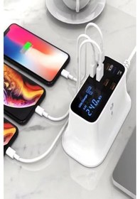 Resim Doolike 8 Port Usb Hızlı Şarj İstasyonu Qc 3.0 + Type-c Amper Led Göstergeli Akım Koruma 1.5m Kablo Beyaz Acı Kahve 