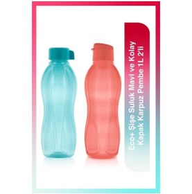 Resim sommeow Tupperware Eco Şişe Suluk Mavi Ve Kolay Kapak Karpuz Pembe 1l 2'li 