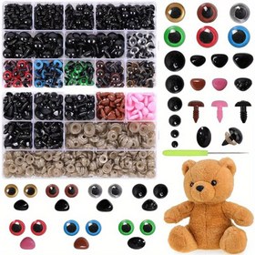 Resim 915 adet Bebek Göz Burun Aksesuarları Bebek Yapımı Aksesuarları DIY Üçgen Oval Kutulu 