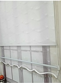 Resim Bbb Desenli Boncuklu Çift Mekanizmalı Tül Stor Perde Beyaz Ts1095b Beyaz 