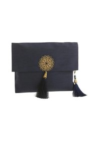 Resim Şantuk Keseli Tafta Seccade Ve İnci Vavlı Tesbih Set , Taşınabilir Namaz Seti Lacivert 