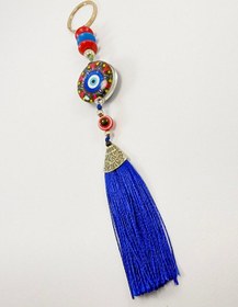 Resim Kırmızı Nazar Boncuklu Rengarenk Nazar Boncuğu Anahtarlık, El Yap 