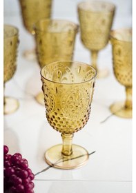 Resim Akrilik Amber 6'lı Kadeh & Su Meşrubat Kahve Yanı Bardağı 450 Ml Cam Değildir 