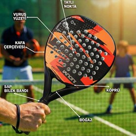 Resim Karbon Fiber Padel Raketi Kırmızı 