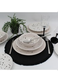 Resim Point 16 Parça 4 Kişilik Yemek Takımı Siyah 